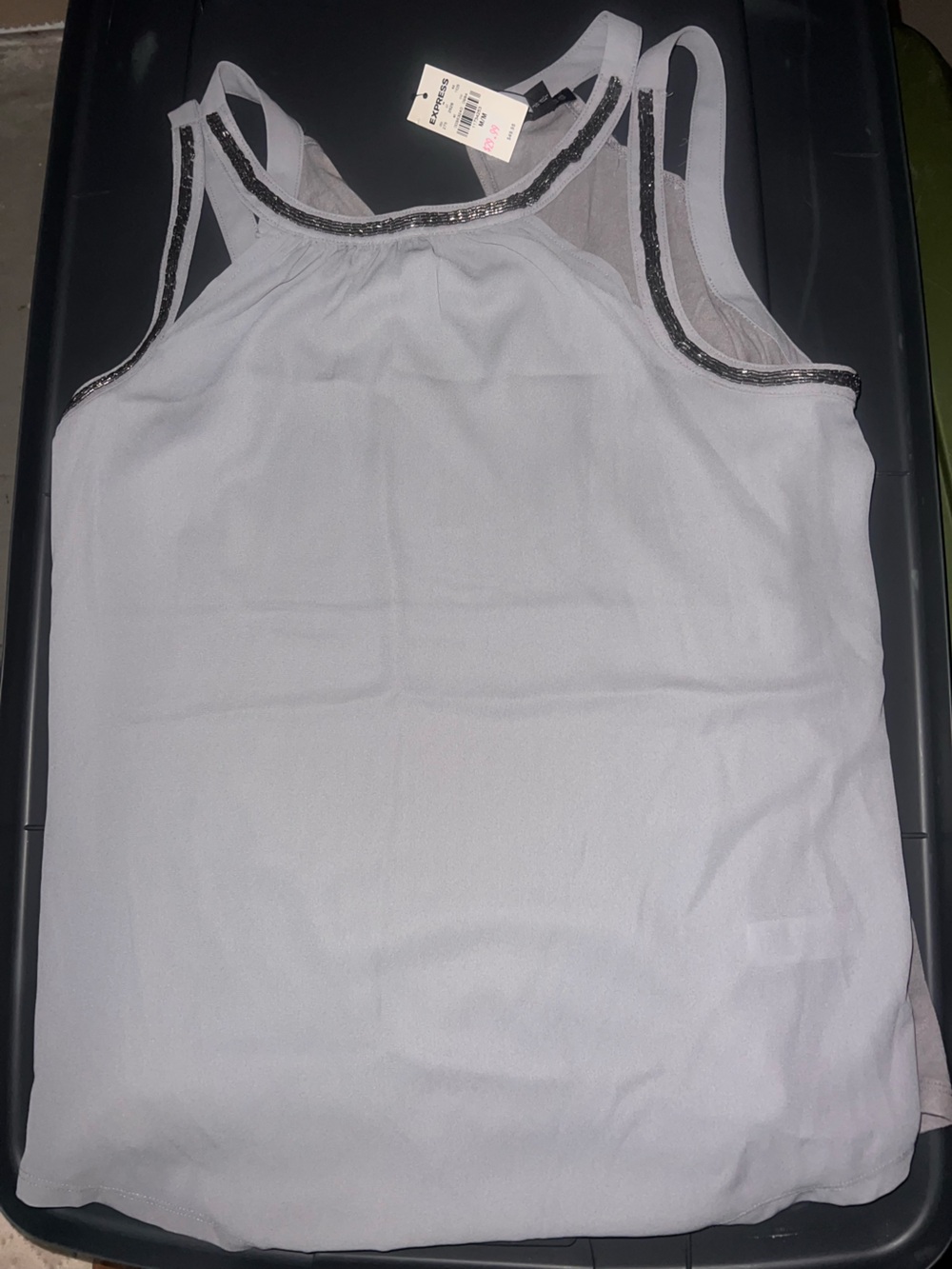 Express Light Gray Beaded Racerback Tank - Picture 2 of 3